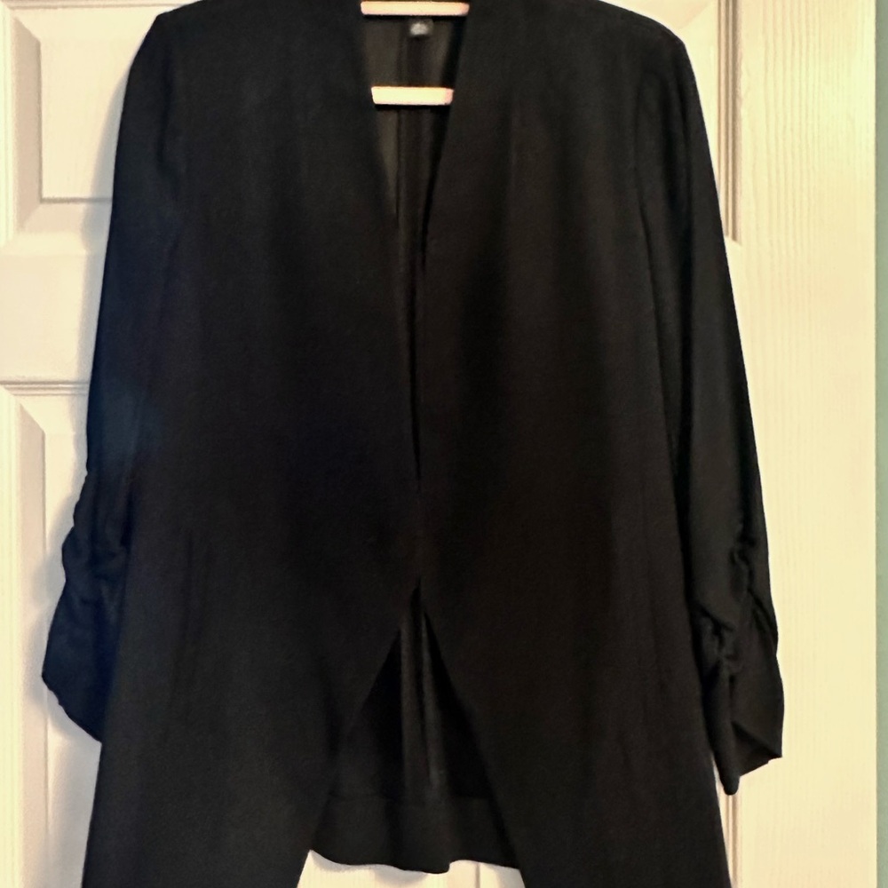 Black Halogen Blazer with Open Front and Relaxed Fit